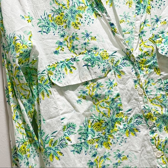ROBERTA ROLLER RABBIT Women’s White Green Elephant Print Button Up Top - Picture 4 of 9